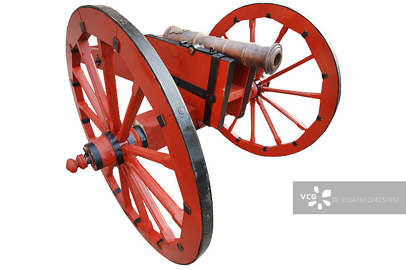 古老的红色火药后中世纪大炮图片素材
