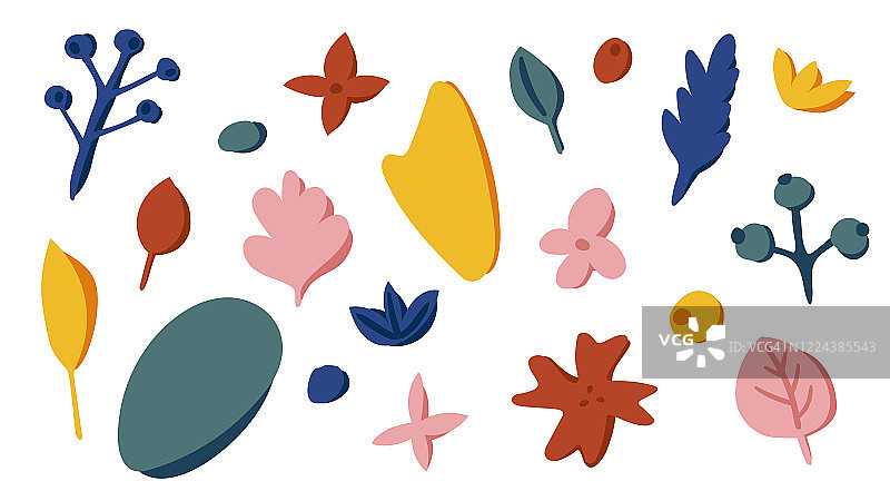 一套可爱的花卉形状矢量插图图片素材