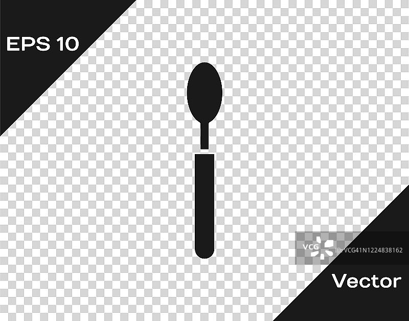 黑色勺子图标孤立的透明背景。烹饪用具。餐具的迹象。矢量图图片素材