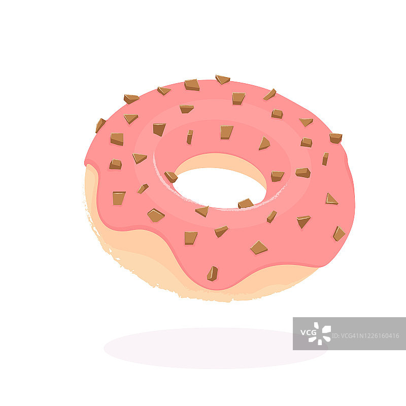 白色背景上孤立的粉色糖衣甜甜圈图片素材