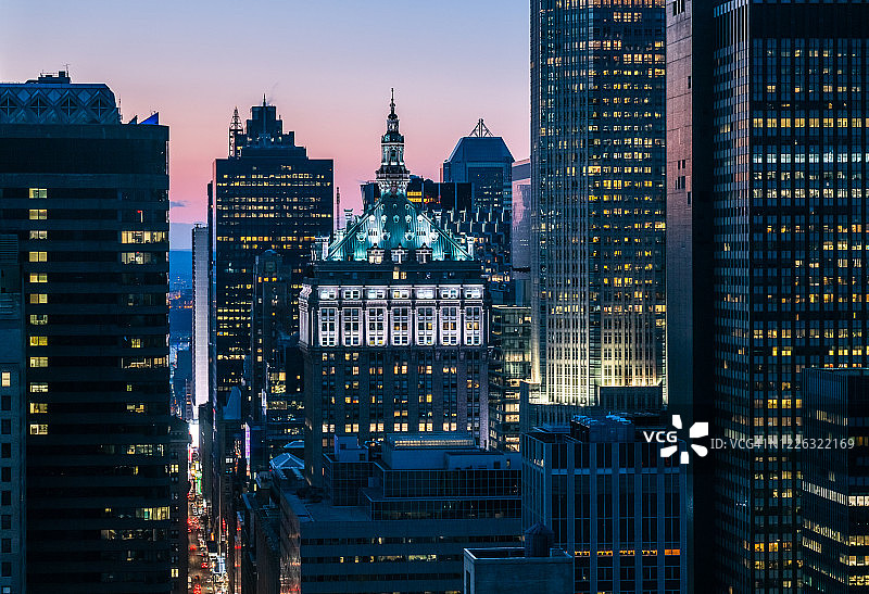 纽约曼哈顿中城日落景观图片素材