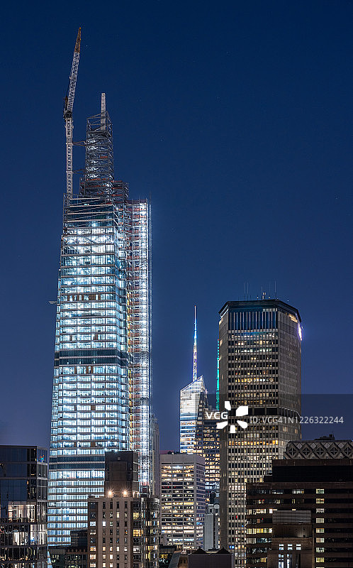 纽约中城的高角度夜景图片素材