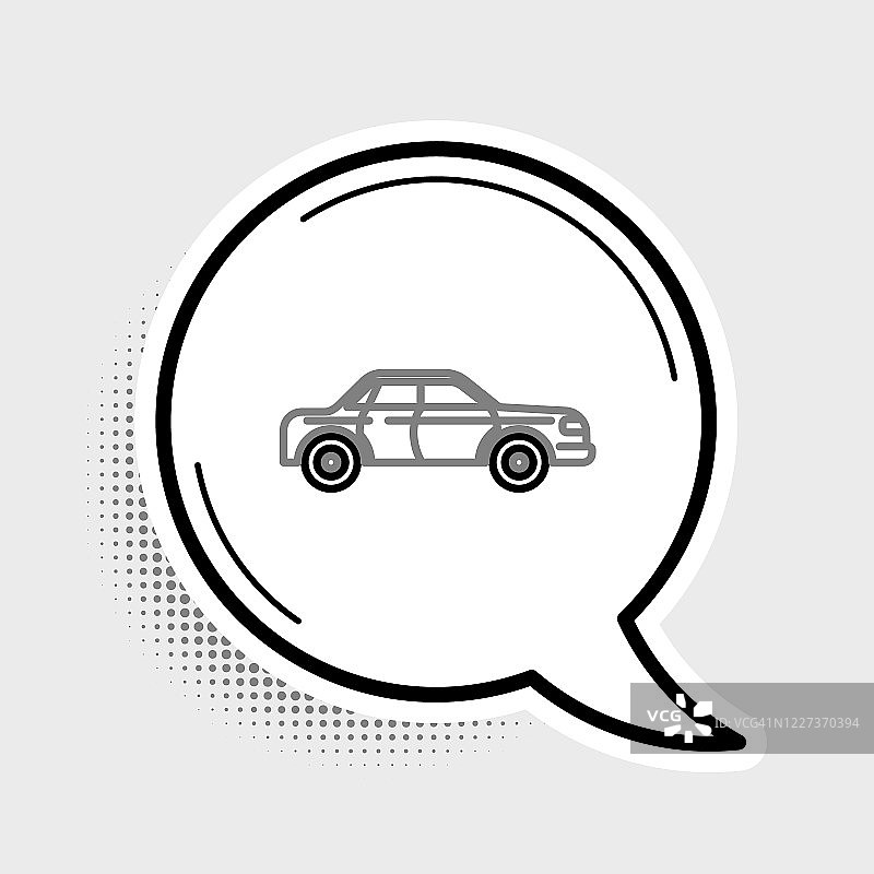 线轿车汽车图标孤立在灰色背景。色彩斑斓的轮廓的概念。向量图片素材