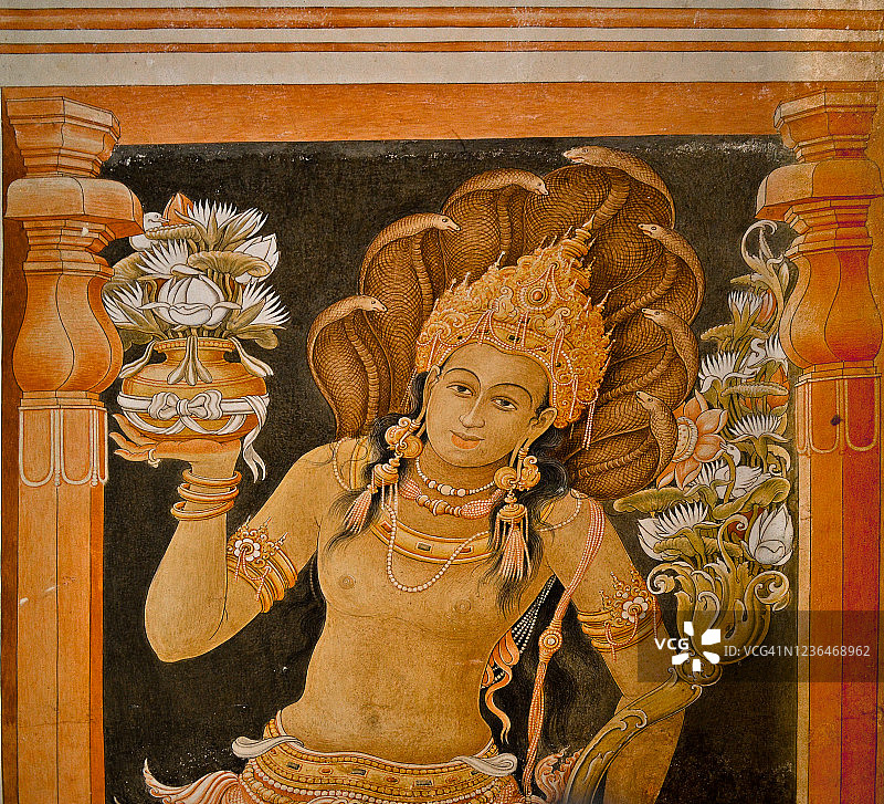 克拉尼雅寺神庙的壁画。图片素材