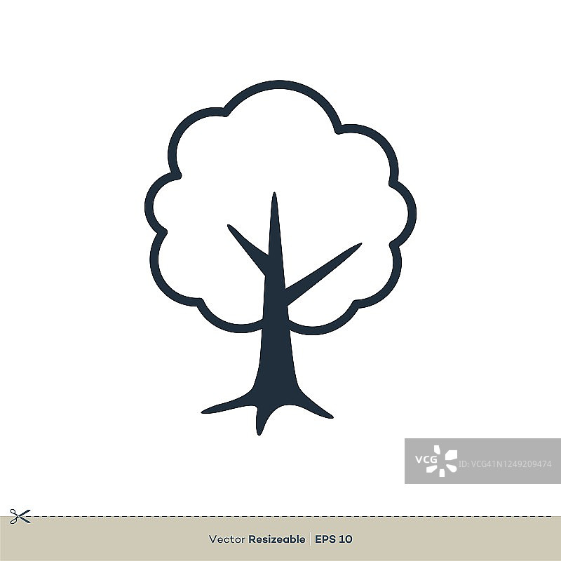 树轮廓矢量图标标识模板插图设计。向量EPS 10。图片素材