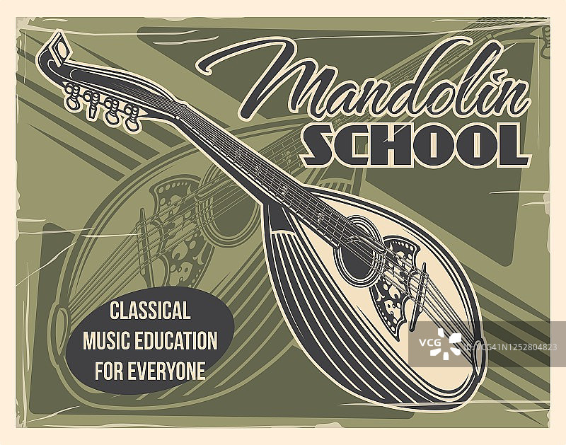 曼陀林乐器复古海报图片素材