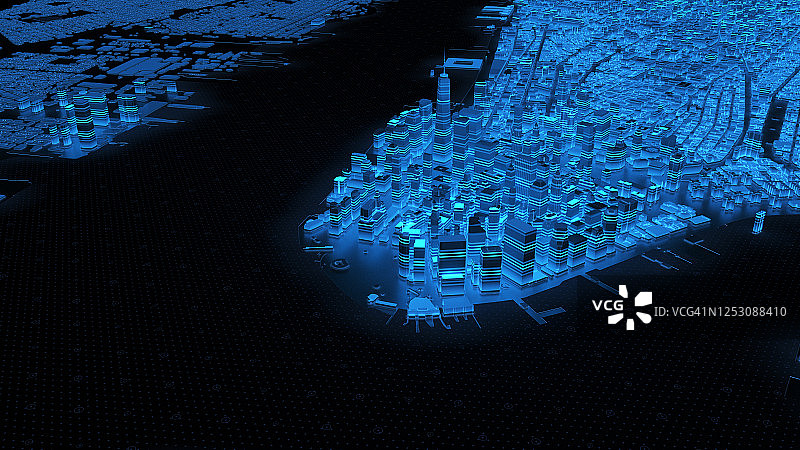 三维渲染数字城市天际线图片素材