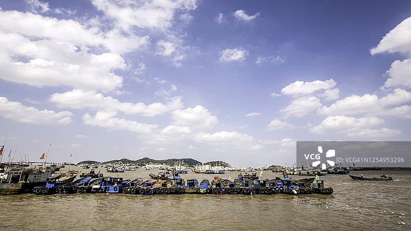 中国，四角岛的渔船图片素材