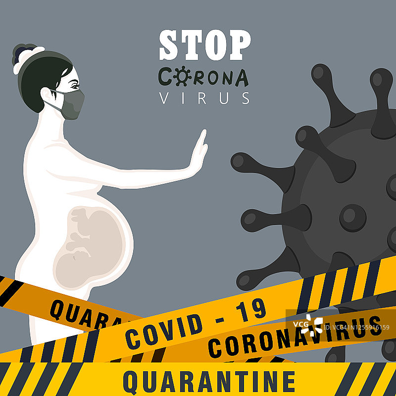 冠状病毒和妊娠载体概念。图片素材
