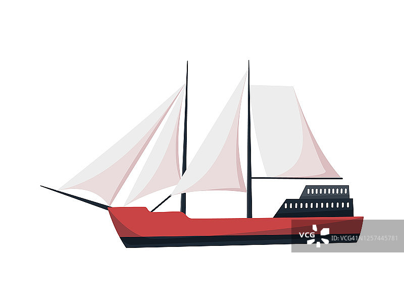 游艇或帆船，航海帆船。邮轮旅游公司。矢量图标图片素材