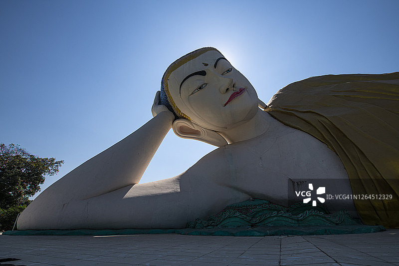缅甸，巴哥，瑞威大昂寺卧佛图片素材