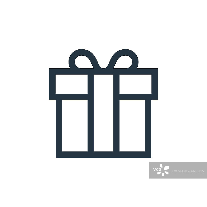 礼品盒矢量图标孤立的白色背景。轮廓，细线礼盒图标用于网站设计和手机，应用程序开发。细线礼品盒轮廓图标矢量插图。图片素材