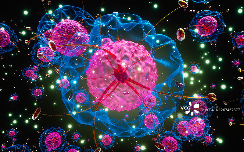 冠状病毒新型冠状病毒肺炎三维渲染图片素材
