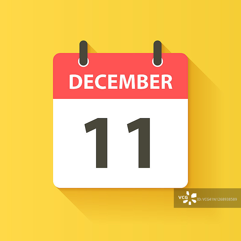 12月11日-日日历图标在平面设计风格图片素材