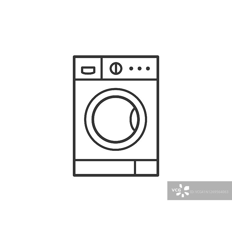 洗衣机家用电器细线图标图片素材