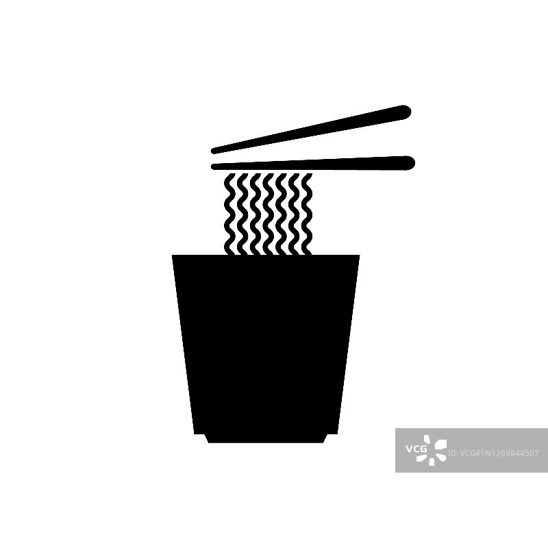 碗面上有一双筷子，面条图标，标志孤立在白色背景上图片素材