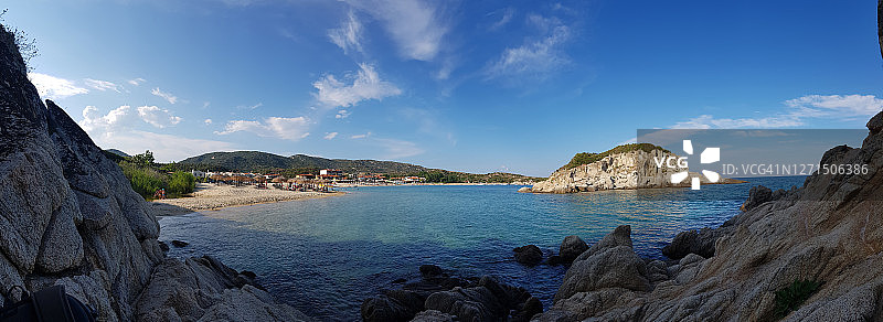 希腊卡拉米提斯海滩全景图图片素材