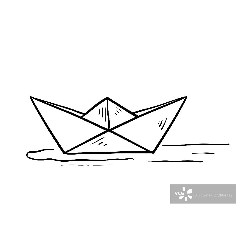 手绘纸船涂鸦插图图标孤立图片素材