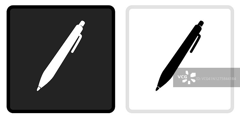 墨水笔图标上的黑色按钮与白色滚动图片素材