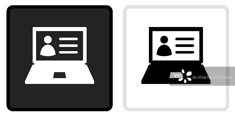 笔记本电脑和人的档案图标黑色按钮与白色翻转图片素材