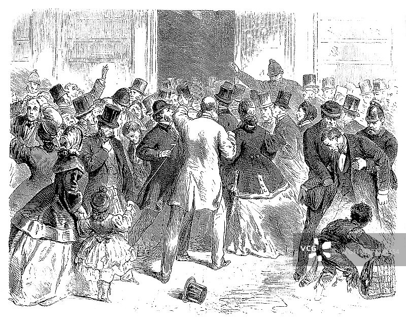 在1866年5月11日倒闭的伦敦Overend, Gurney and Company银行前面图片素材