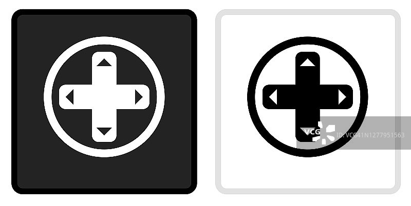 游戏控制器图标在黑色按钮与白色滚动图片素材