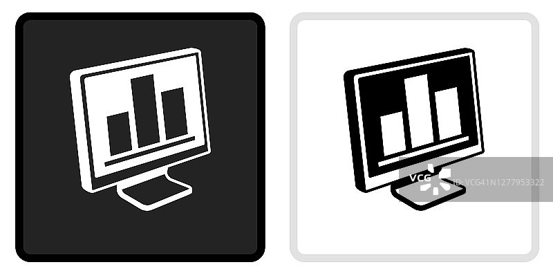 条形图上的计算机图标上的黑色按钮与白色翻转图片素材
