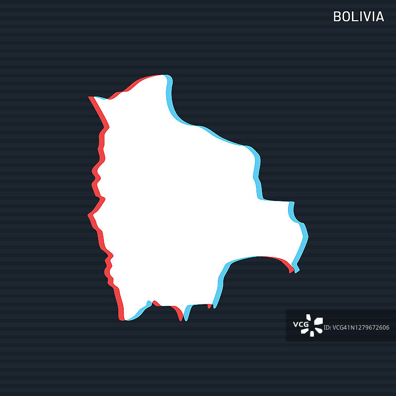 玻利维亚地图在黑暗的背景矢量股票插图设计模板。提纲上的两种颜色风格。图片素材
