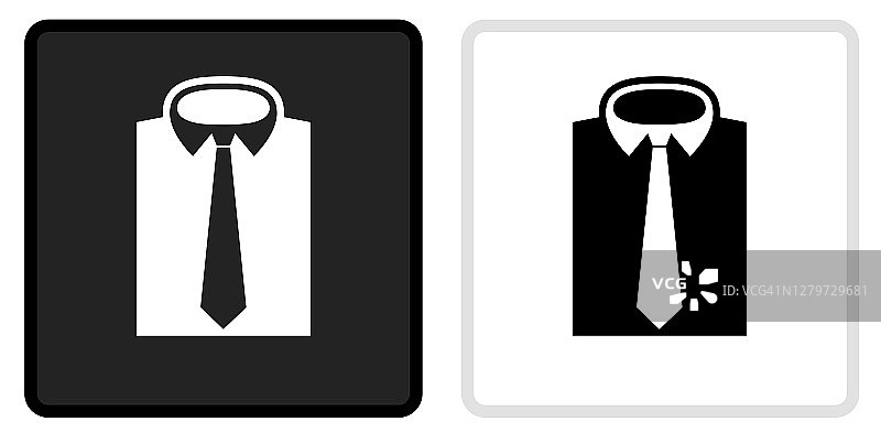 领带和衬衫图标上的黑色按钮与白色翻转图片素材