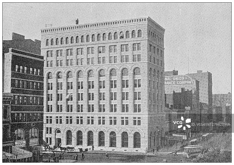 美国华盛顿的古老黑白照片:华盛顿贷款和信任大厦图片素材