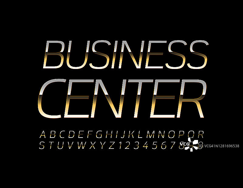 向量优雅的商务中心标志。金色别致的字母和数字图片素材