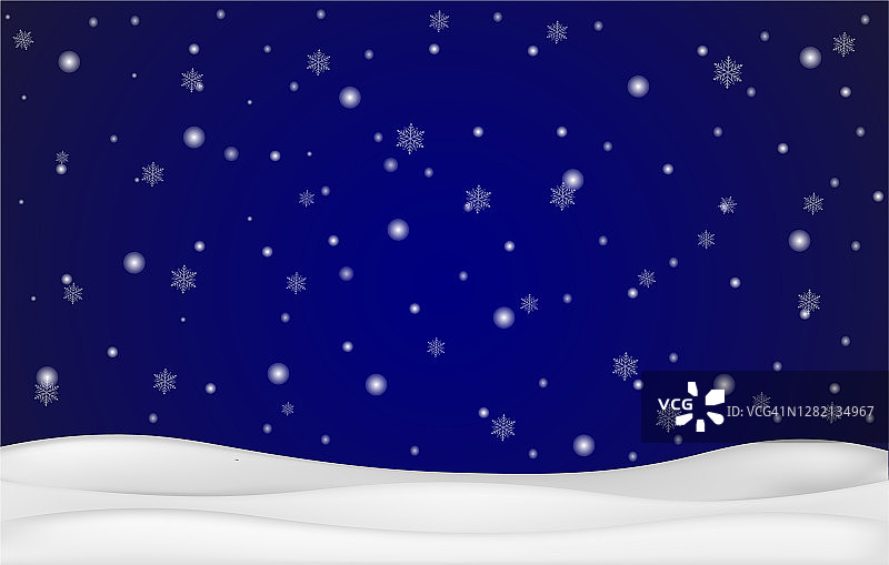 雪花飘落的背景与冬天的风景。矢量插图。图片素材