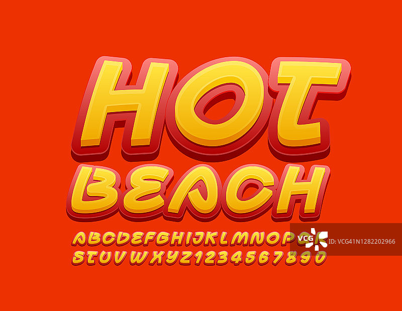 矢量夏季标志热海滩明亮的创意字母和数字图片素材