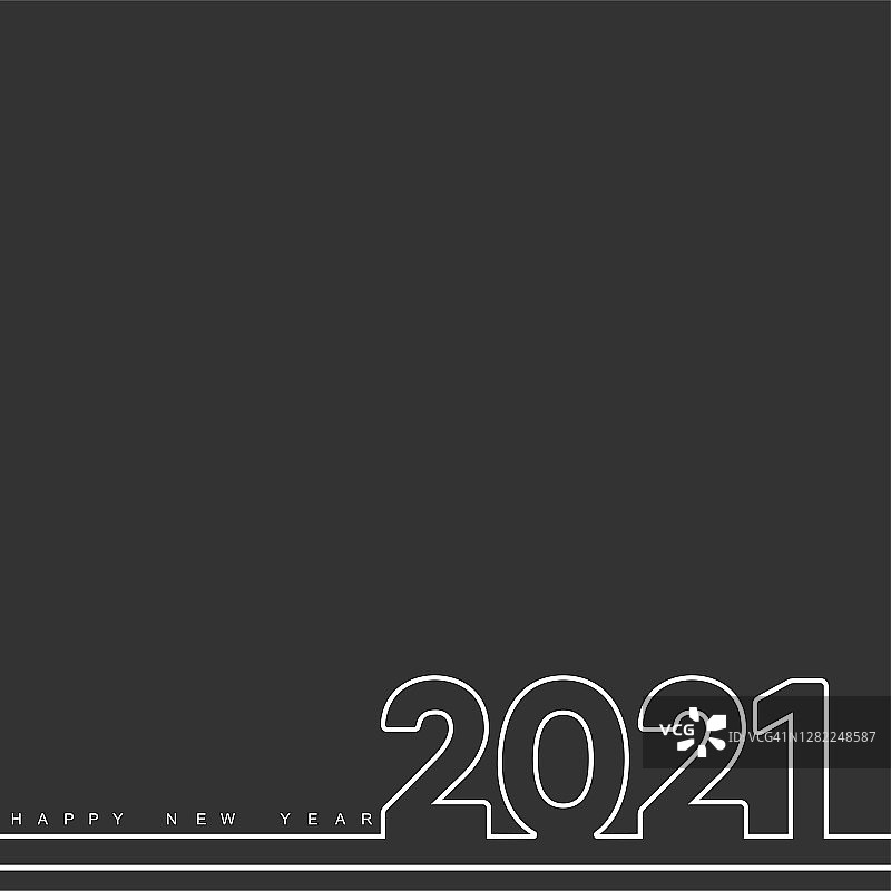 2021年贺年卡与横线文字。向量。图片素材
