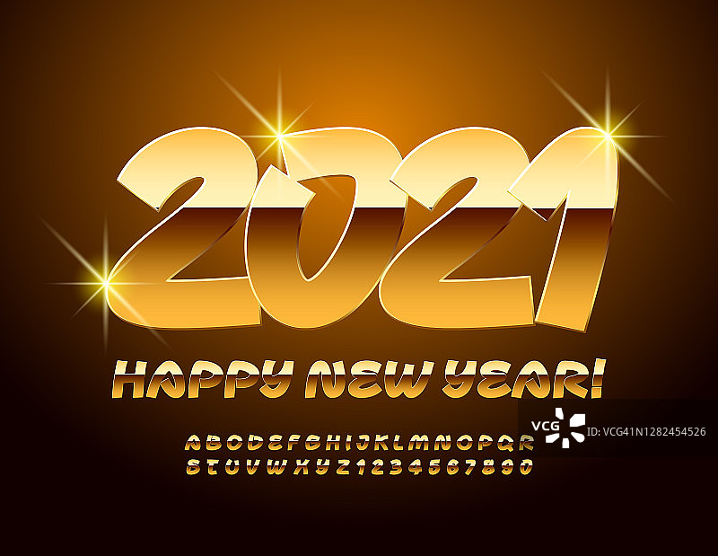 矢量别致的贺卡新年快乐2021!创意金字母和数字集图片素材