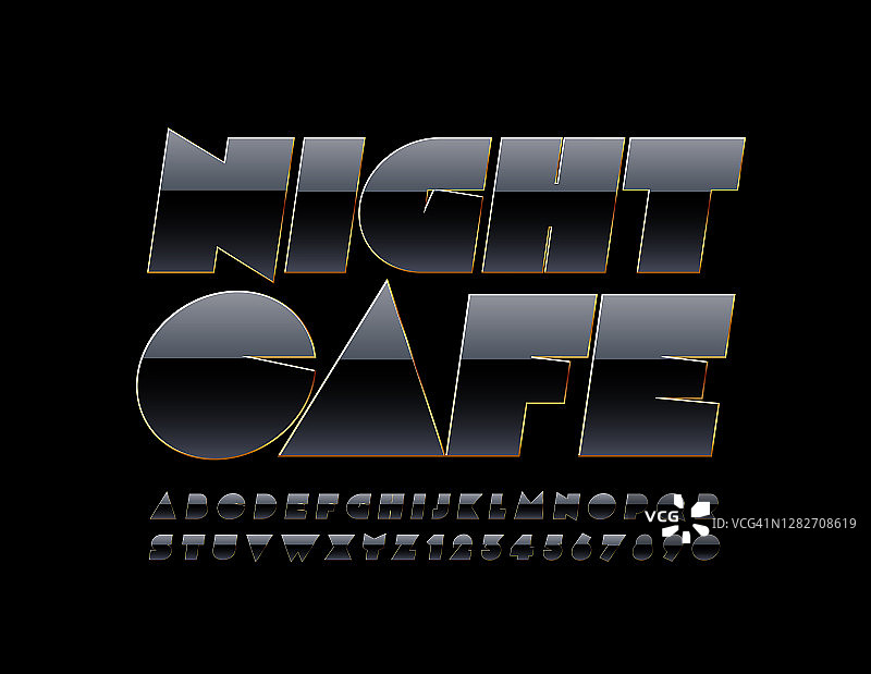 矢量溢价标识夜咖啡馆。创造性的黑色和金色字母和数字图片素材