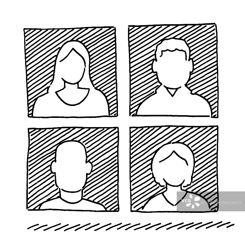 四人头像图标绘制集图片素材