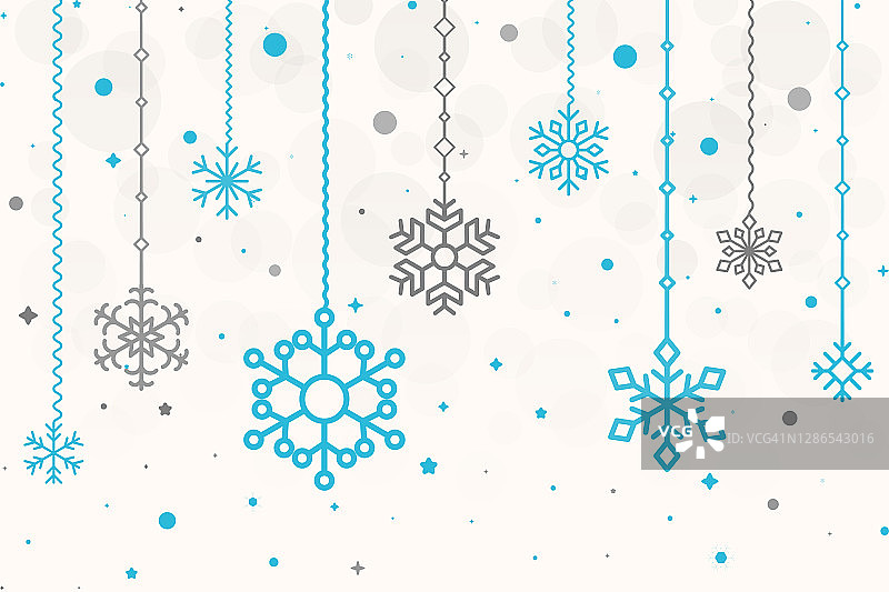 圣诞组成。白色背景上的雪花。圣诞雪花，冬天，除夕模板概念。矢量插图。图片素材