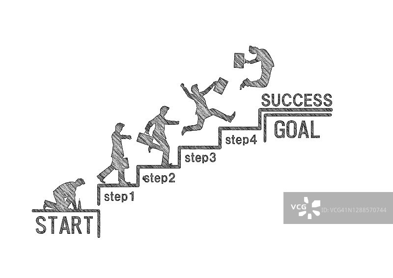 三维插图的一个商人爬楼梯与商业成功的概念图片素材