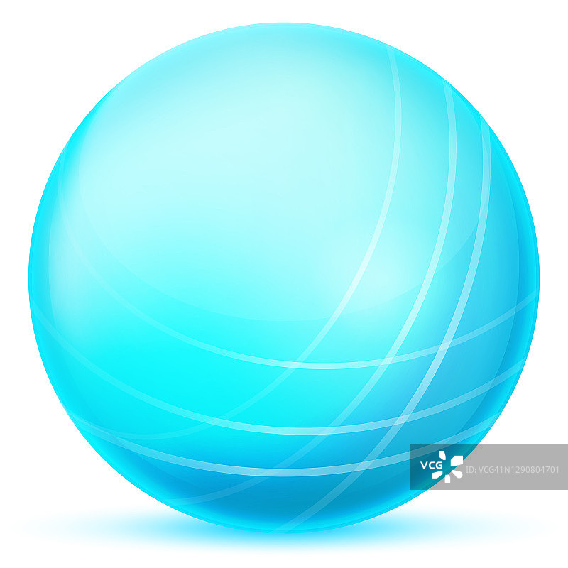 玻璃蓝球或珍贵珍珠。光滑的现实球，3D抽象矢量插图突出在白色的背景。带有阴影的大金属泡泡。图片素材