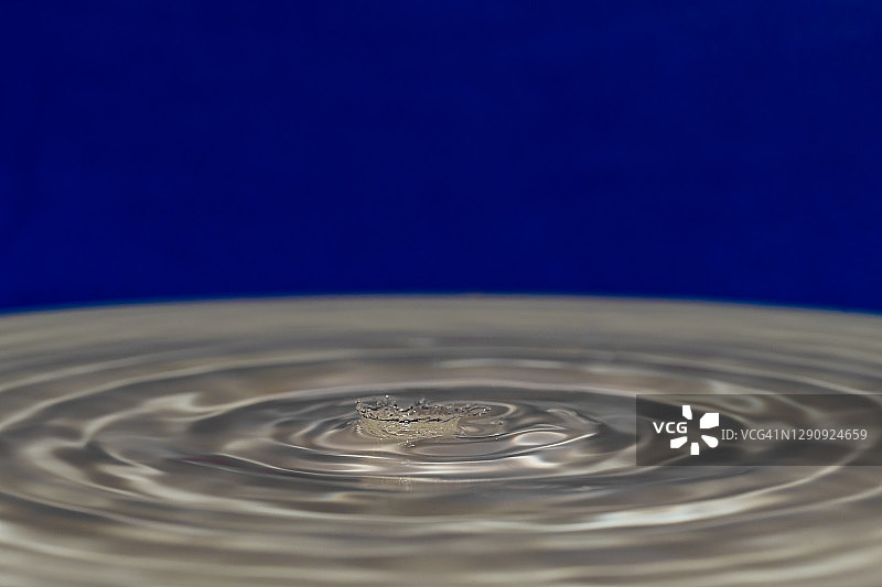 水滴在宏观落入水池图片素材