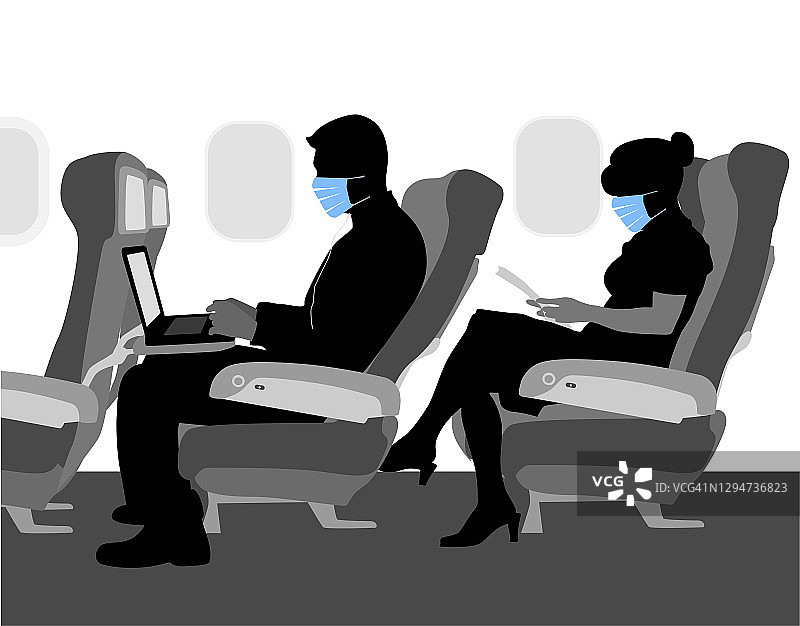 飞机旅行医用口罩图片素材
