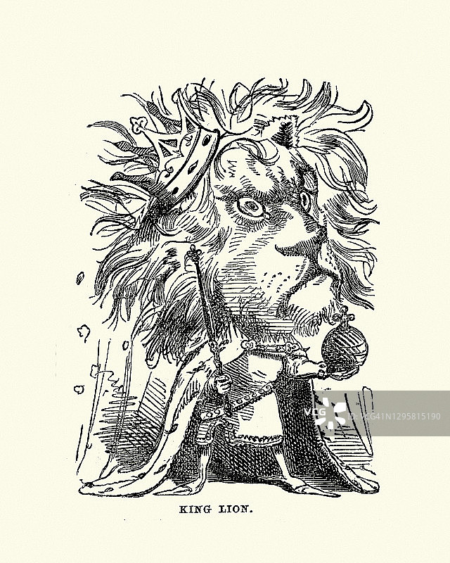 《狮子王》，维多利亚漫画人格化插图图片素材