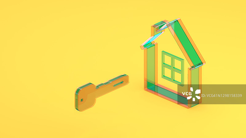 钥匙和房子3d概念图片素材