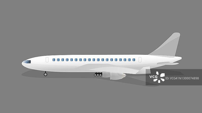 飞机在灰色背景上被隔离。现实的平面向量。设计元素以机场、航班和旅游为主题。图片素材