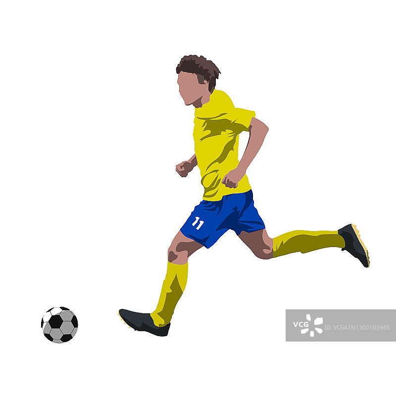 足球运动员带球跑，抽象矢量图。夏天团队运动图片素材