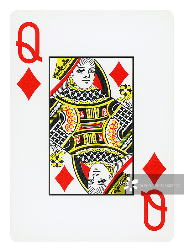扑克牌方块皇后-孤立图片素材