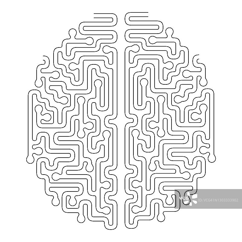 大脑形状迷宫矢量设计。想法或决策概念图片素材