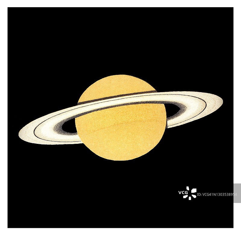 古老的土星行星雕刻插图图片素材