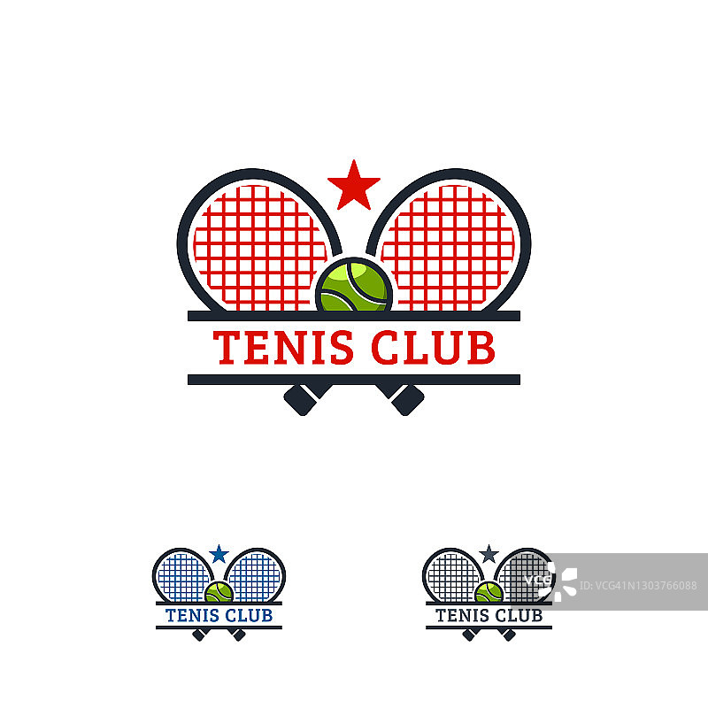 网球运动标志设计徽章，网球会徽冠军向量图片素材